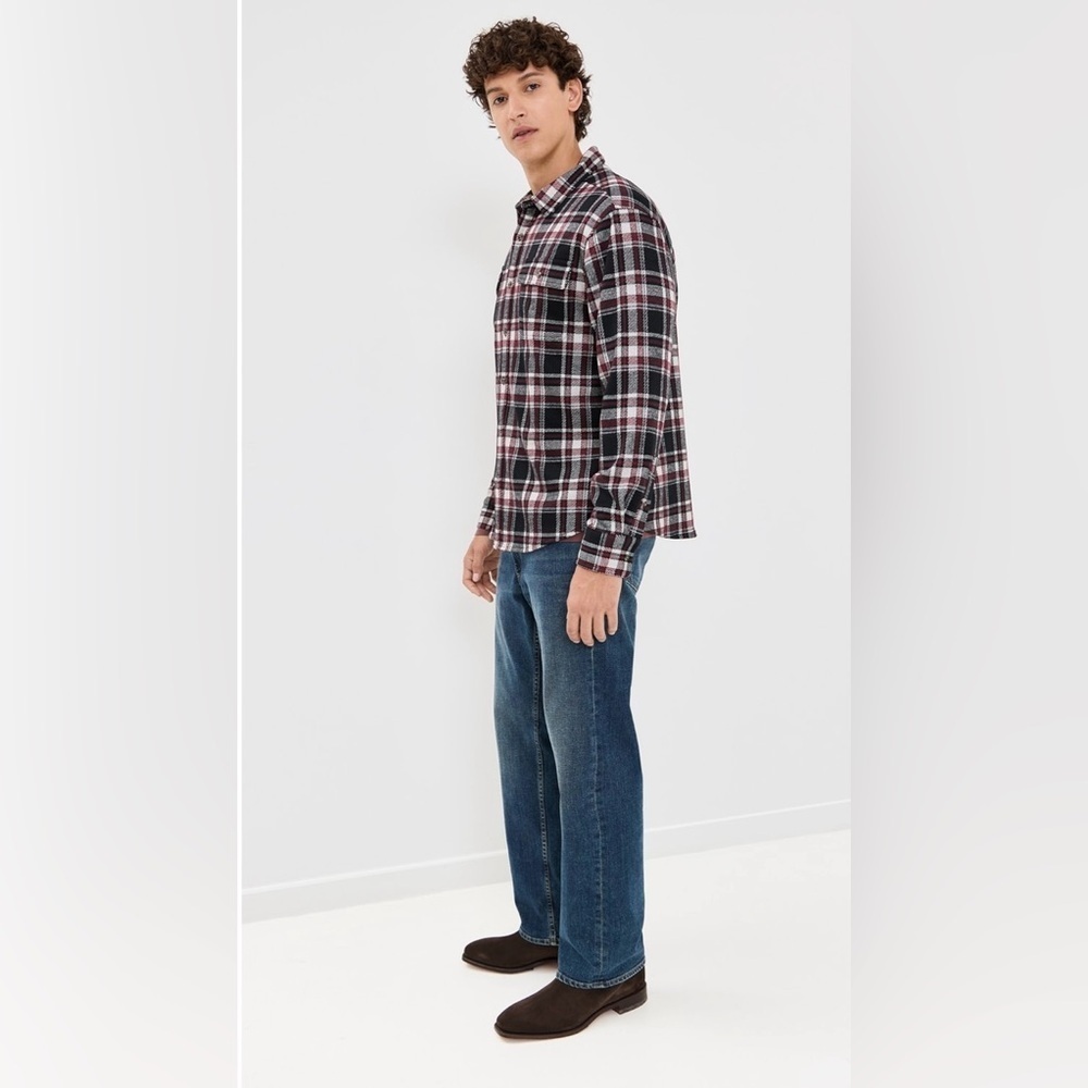Jachs red black white plaid  jacket shacket sz L mens button down lumberjack